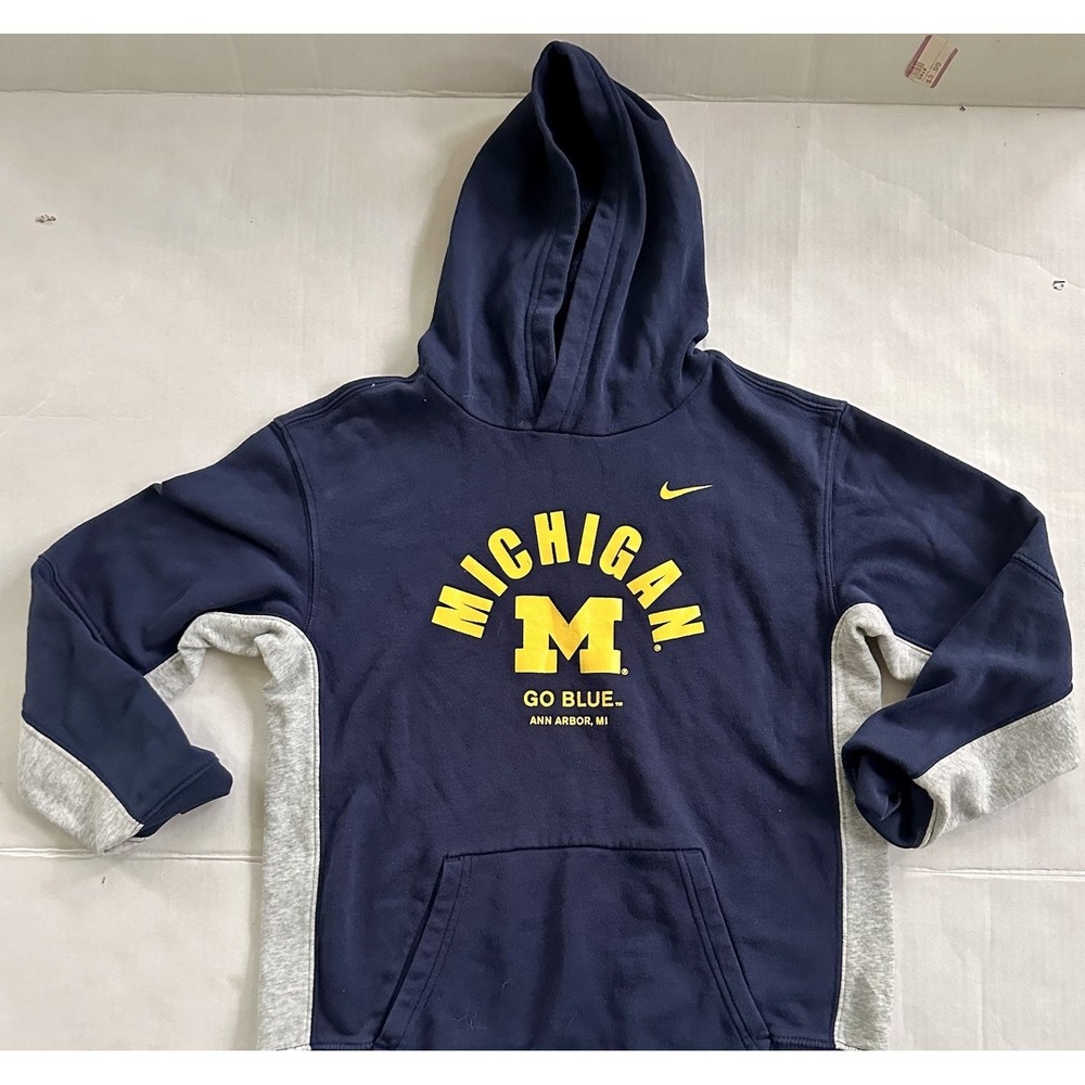 Nike University Of Michigan Wolverines College Hoodie Navy Blue Size Youth M